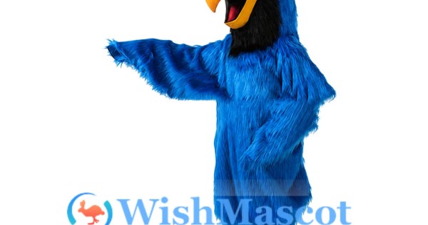 Blue Cardinal Bird Long Fur Mascot Costume