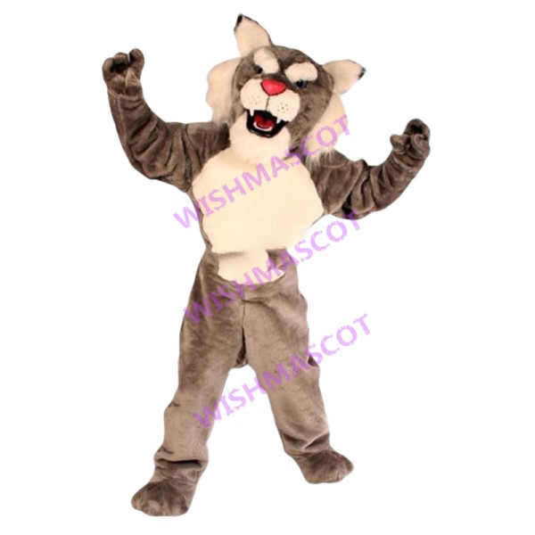 Fierce Power Grey Wildcat Mascot Adult Costume 