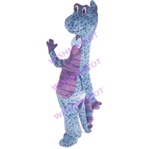 Purple Spotted Blue Dinosaur Mascot Adult Costume 