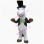 White Gentleman Hippo Mascot Costume 