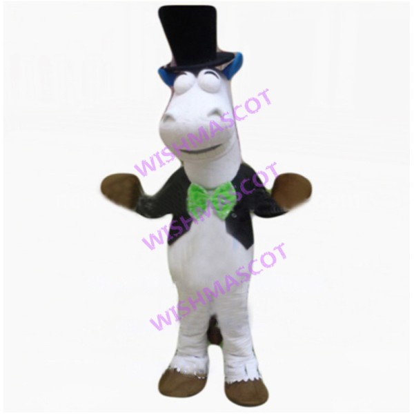 White Gentleman Hippo Mascot Costume 