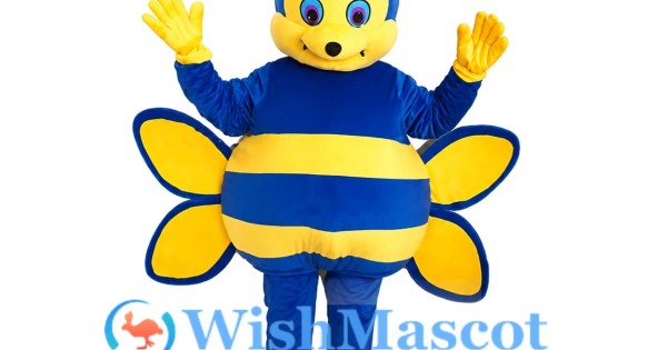 Adult Cartoon Blue Bee Mascot Adult Costume