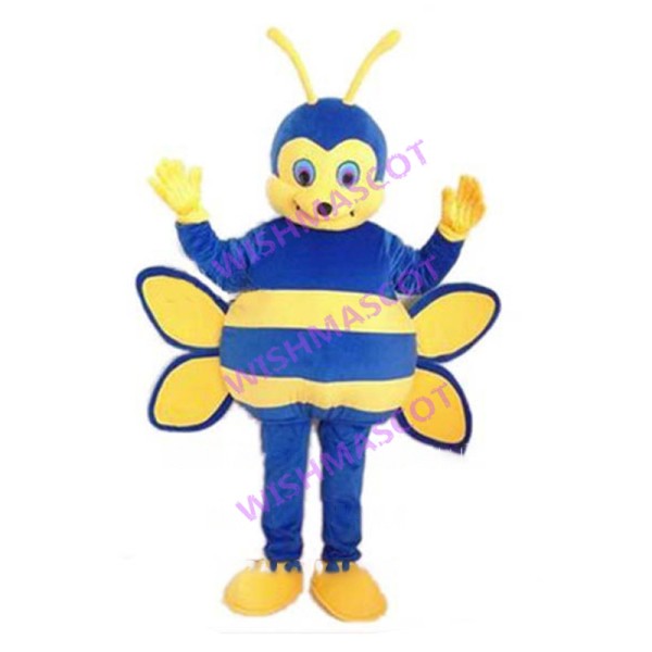 Adult Cartoon Blue Bee Mascot Adult Costume 