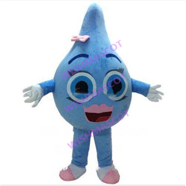 Adult Cartoon Blue Water Drop Girl Mascot Costume 