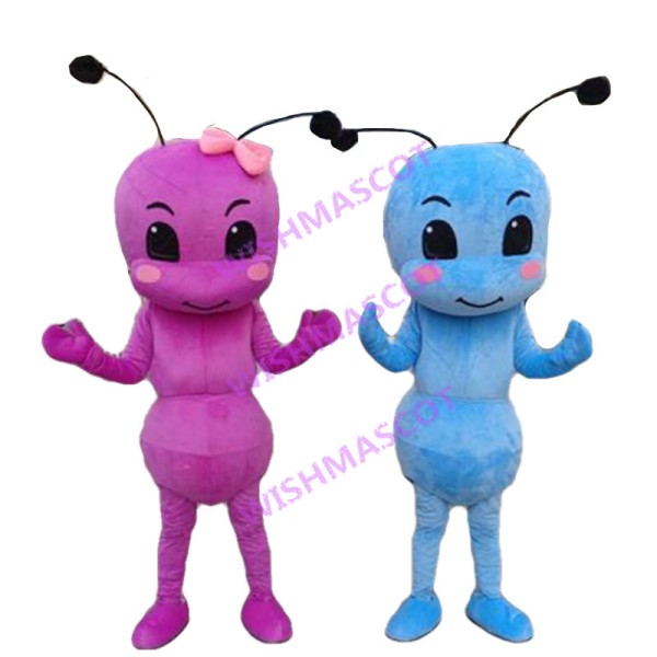 Adorable Cartoon Pink Girl Ant & Blue Boy Ant Mascot Adult Costume 