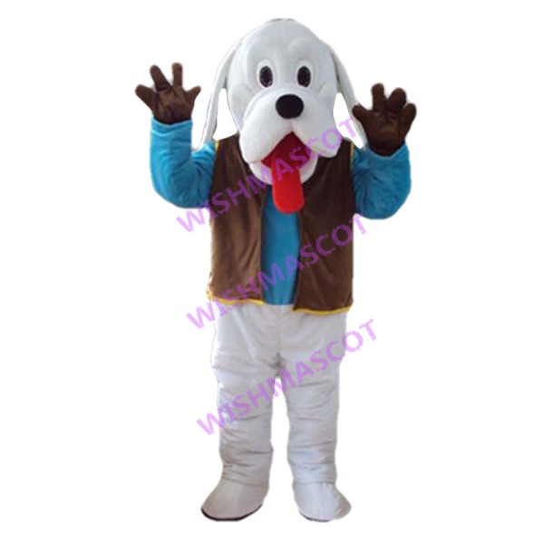 Lovely Cartoon White Hound Dog Mascot Costume 