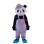 Adult Cartoon Panda With Purple Hat And Purple Jumpsuit Mascot Costume 