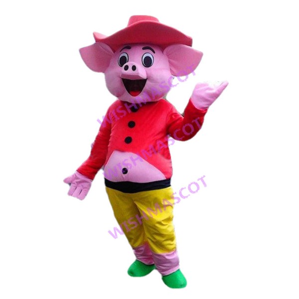 Happy Cartoon Pig Mascot Costume 