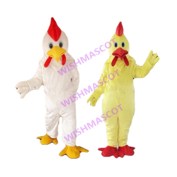 White Rooster & Yellow Rooster Mascot Costume 