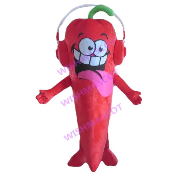 Crazy Red Chili With Headphones Mascot Adult Costume 