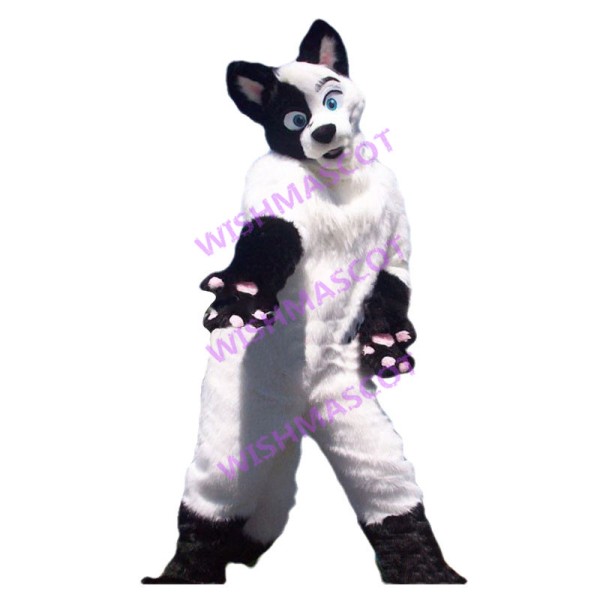 Lovely Black & White Dog Mascot Costume 