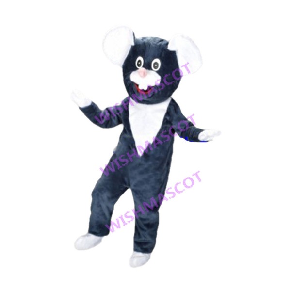 Happy Cartoon Black Mouse Mascot Costume 