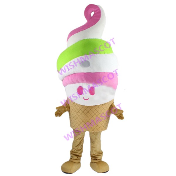 Lightweight Cartoon Rainbow Ice Cream Cone Mascot Adult Costume 