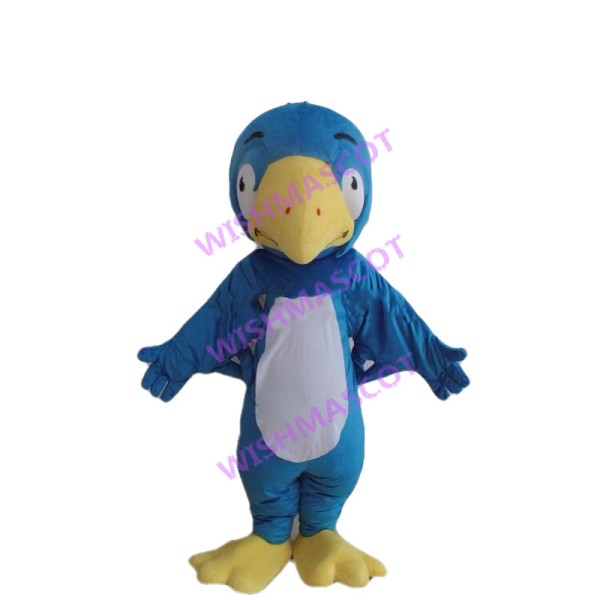 Adult Cartoon Blue Hawk Mascot Costume 
