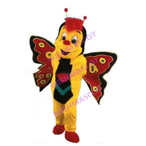 Adult Cartoon Yellow Butterfly Mascot Costume 