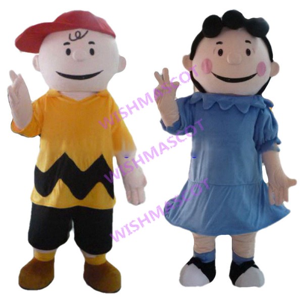 Timid Charlie Brown & Arrogant Lucy van Pelt Mascot Costume 
