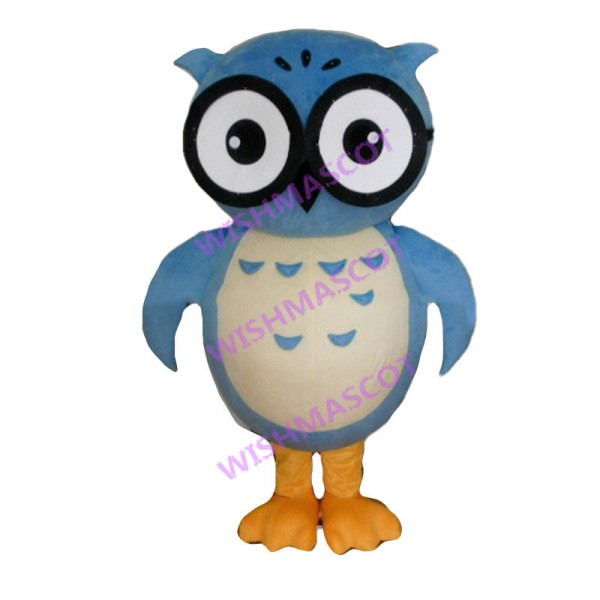 Adult Cartoon Blue Owl Mascot Costume 