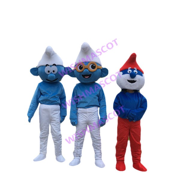 Gentle Papa Smurf / Brainy Smurf / Clumsy Smurf Mascot Costume 