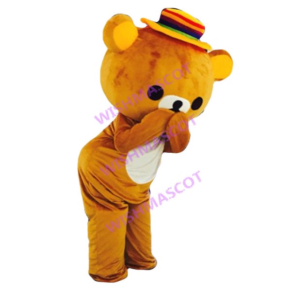 Laid-back Rilakkuma In Rainbow Hat Mascot Costume 