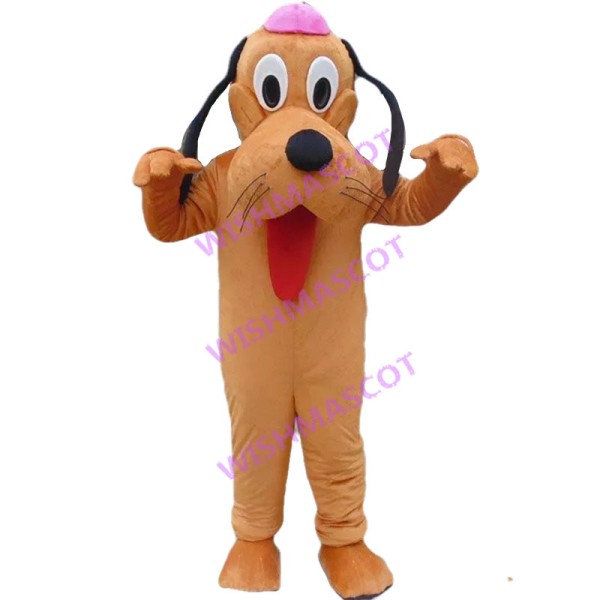 Lovely Pluto Dog In Pink Hat Mascot Costume 