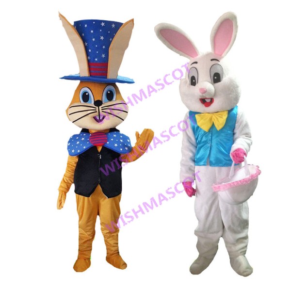 Adult Cartoon American Gentleman Bunny & Easter Bunny Mascot Costume 