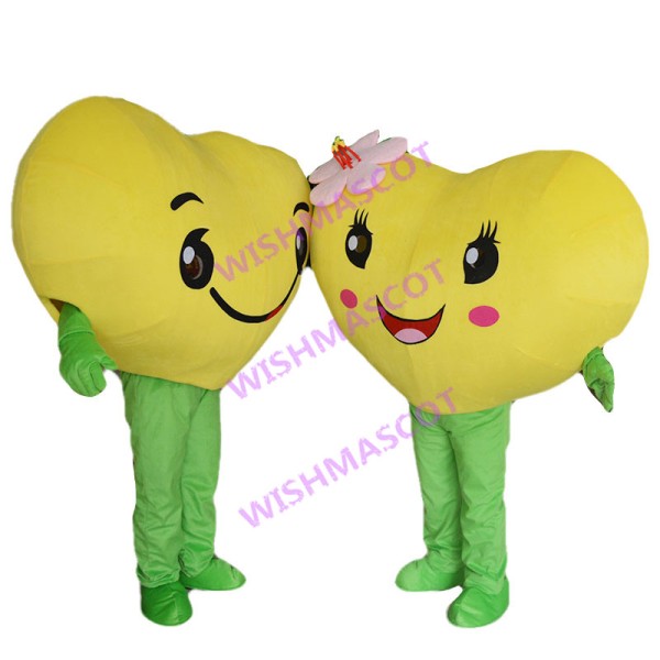 Adult Cartoon Couple Yellow Heart Lightweight Mascot Costume 