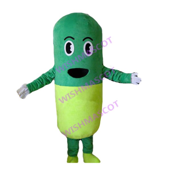 Deluxe Cartoon Green Capsule Mascot Costume 