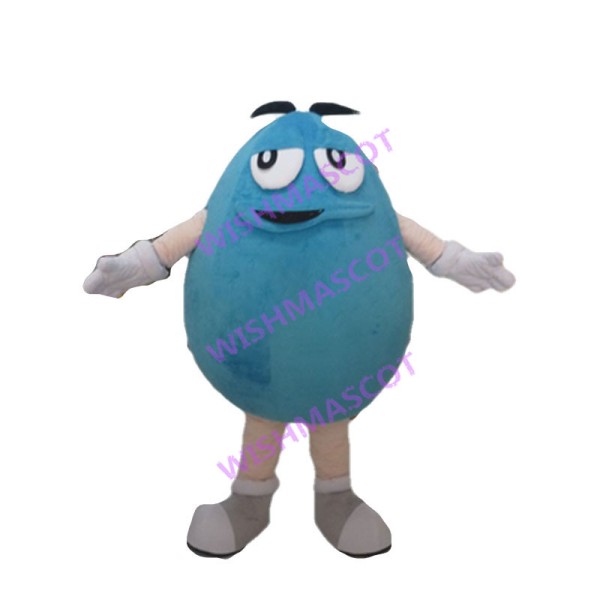 Adult Cartoon Blue Bean Mascot Costume 