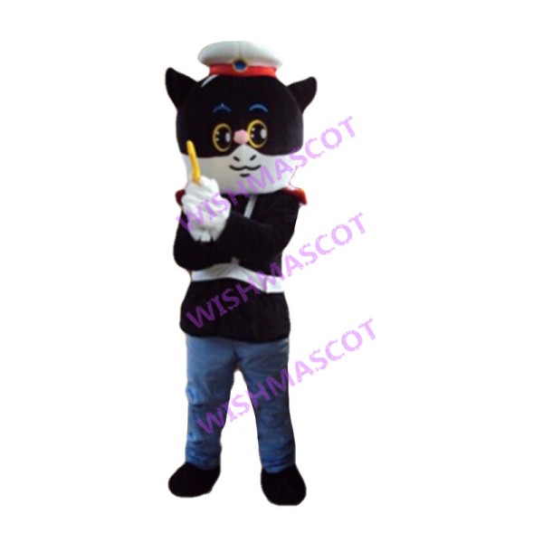 Black Cat Detective Mascot Costume 