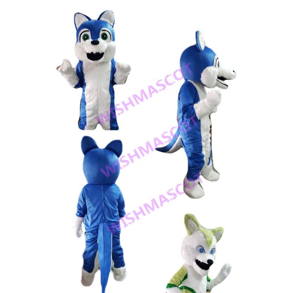Silly Blue Husky Dog Mascot Costume 