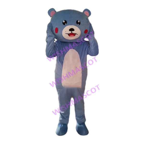 Cute Cartoon Blue Bear Mascot Costume 