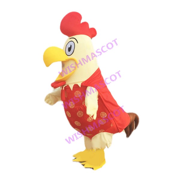 Adult Cartoon Beige Chinese Rooster Mascot Costume 