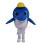 Cartoon Blue Whale In Yellow Hat Mascot Costume 