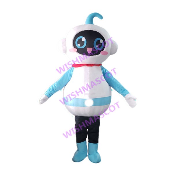 Cute Cartoon White Robot Mascot Costume 