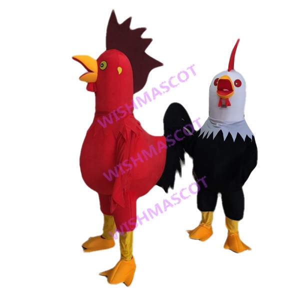 Red Rooster & Black Rooster Mascot Costume 