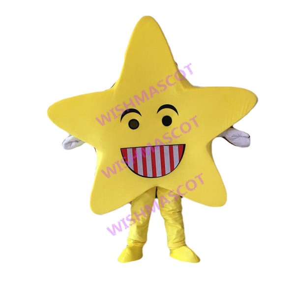 Smiling Cartoon Yellow Star Mascot Adult Costume 