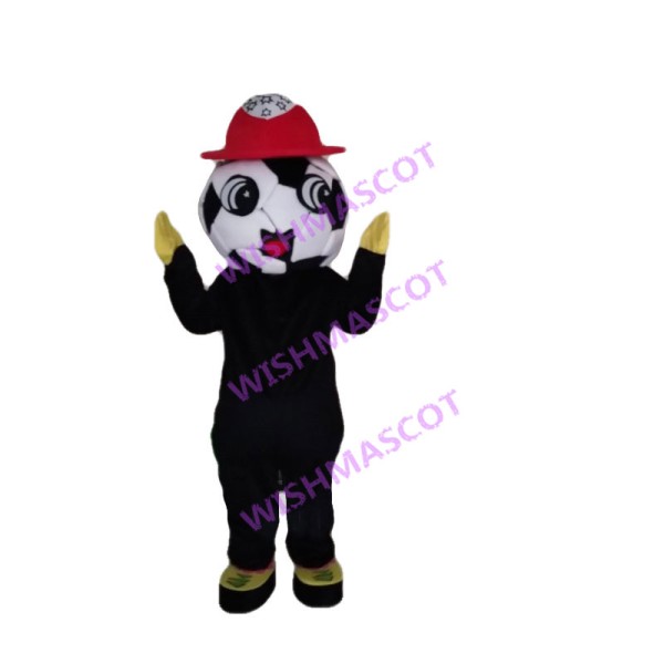 Cartoon Football Man In Red Hat Mascot Costume 