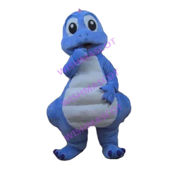 Cute Cartoon Blue Dinosaur Mascot Adult Costume 