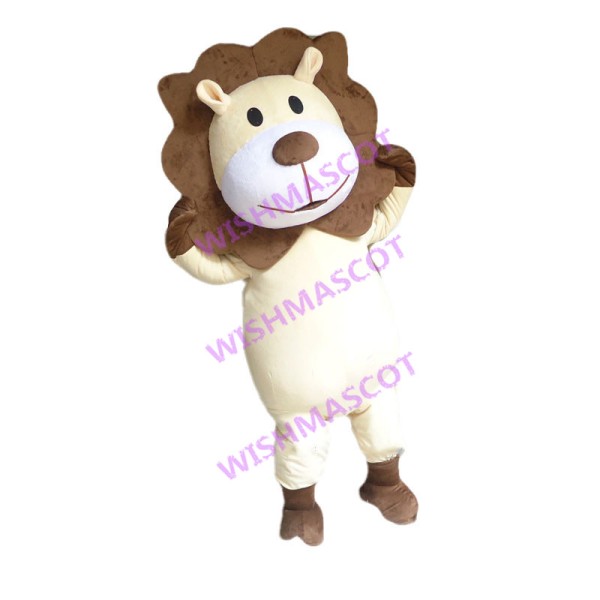Adult Cartoon Beige Lion Mascot Costume 