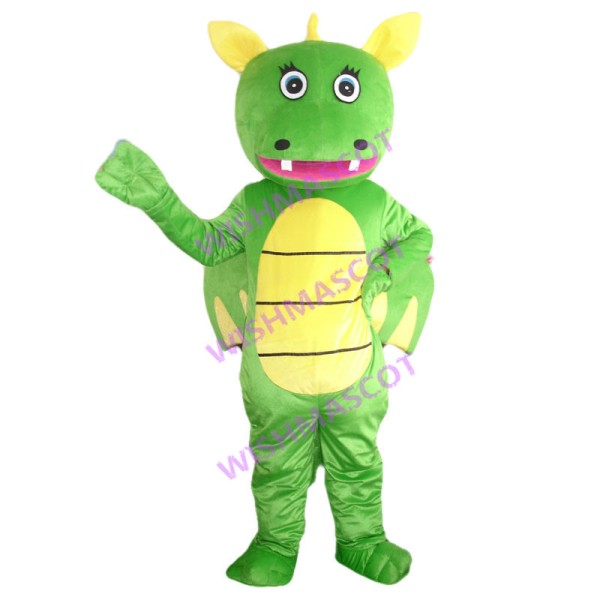 Cartoon Green Dragon Mascot Costume 