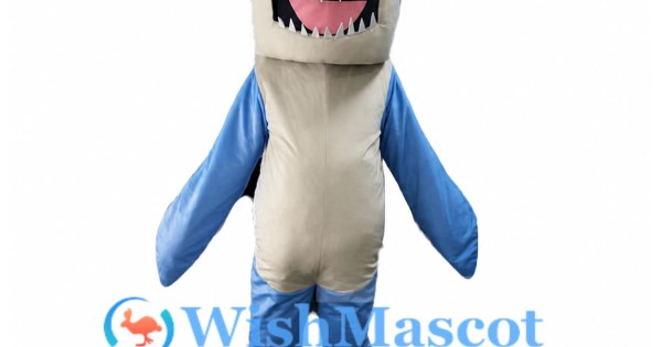 Adult Cartoon Thin Teeth Blue Shark Mascot Costume