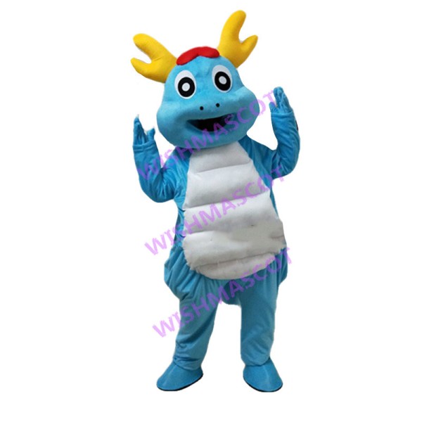 Lovely Cartoon Blue Dragon Mascot Costume 