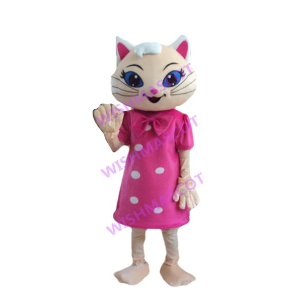 Cute Pretty Cartoon Cat Girl Mascot Costume 