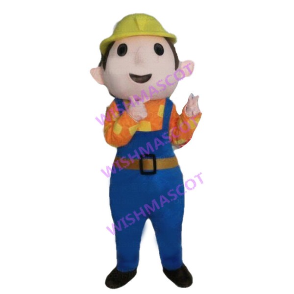 Optimistic Construction Worker Mascot Costume 