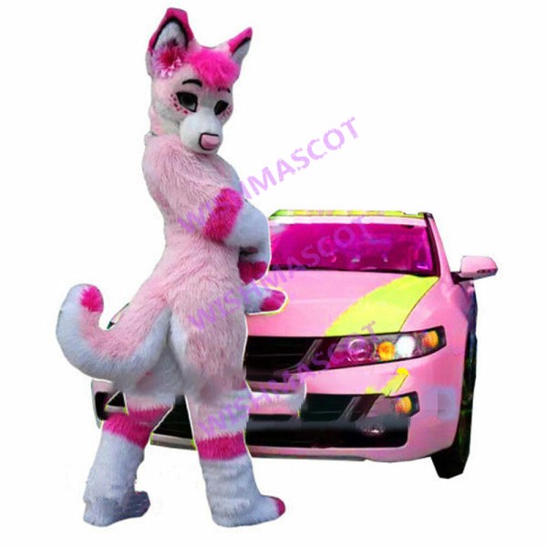 Sexy Pink Husky Dog Mascot Costume 