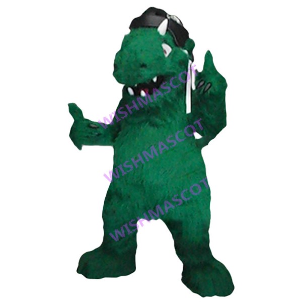 Green Fur Dinosaur Mascot Adult Costume 