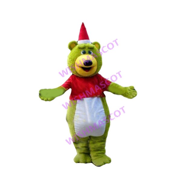 Christmas Green Teddy Bear Mascot Costume 