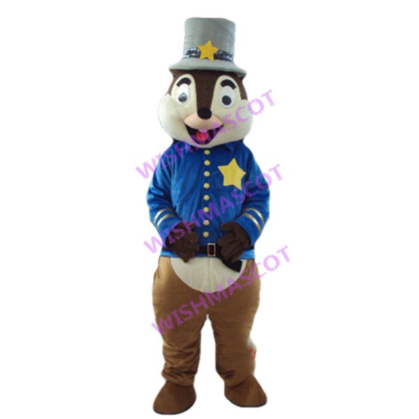 Lovely Cartoon American Police Squirrel Mascot Costume 
