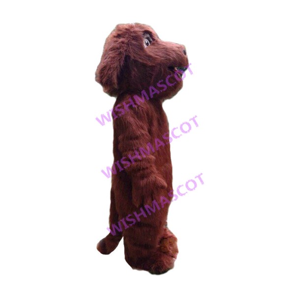 Brown Dog Long Fur Mascot Costume 