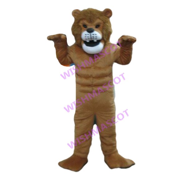 Fierce Brown Power Lion Mascot Adult Costume 